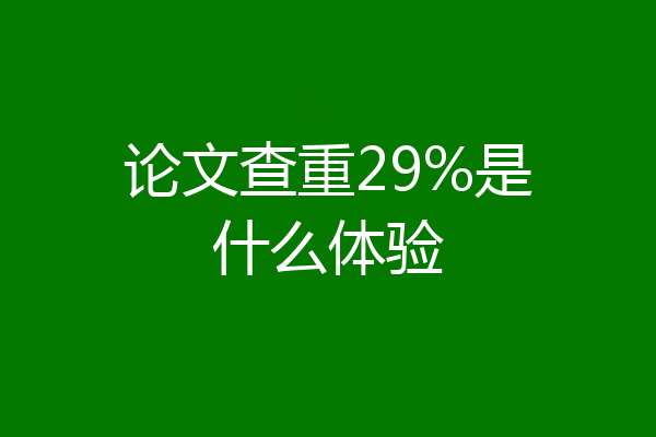 论文查重29%是什么体验