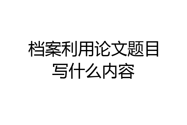 档案利用论文题目写什么内容
