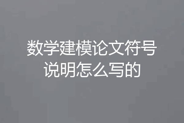 数学建模论文符号说明怎么写的