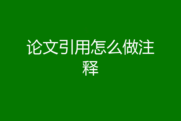 论文引用怎么做注释