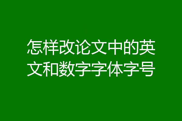 怎样改论文中的英文和数字字体字号