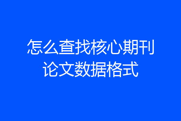 怎么查找核心期刊论文数据格式