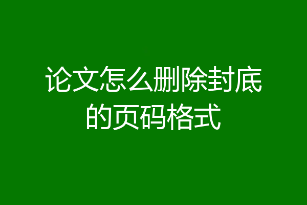论文怎么删除封底的页码格式