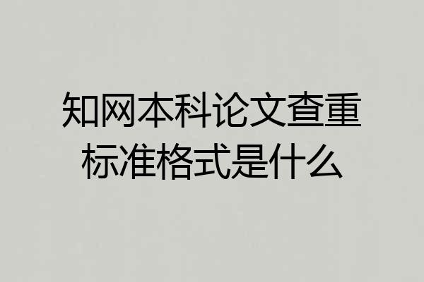 知网本科论文查重标准格式是什么