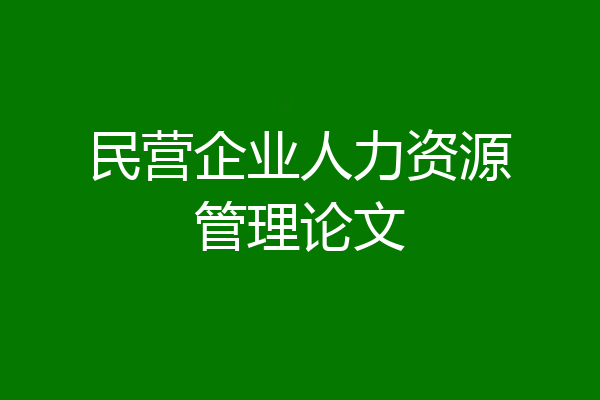 民营企业人力资源管理论文