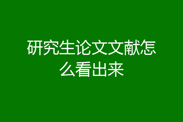 研究生论文文献怎么看出来