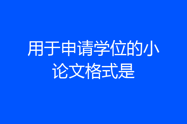 用于申请学位的小论文格式是