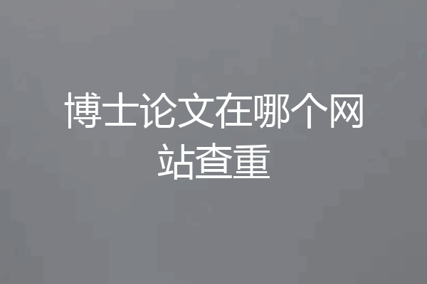 博士论文在哪个网站查重