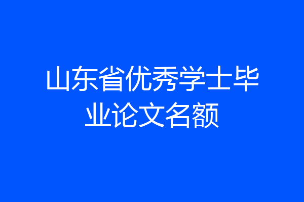 山东省优秀学士毕业论文名额