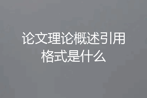 论文理论概述引用格式是什么