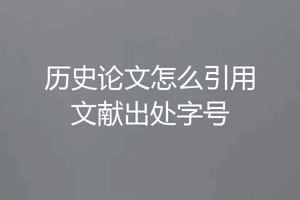 历史论文怎么引用文献出处字号