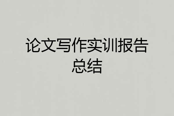 论文写作实训报告总结