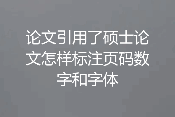 论文引用了硕士论文怎样标注页码数字和字体