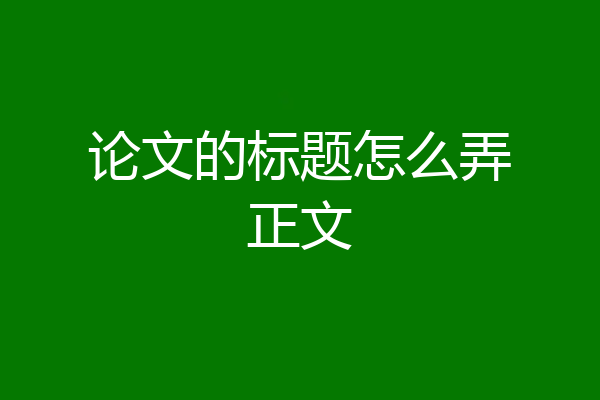 论文的标题怎么弄正文