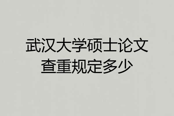 武汉大学硕士论文查重规定多少