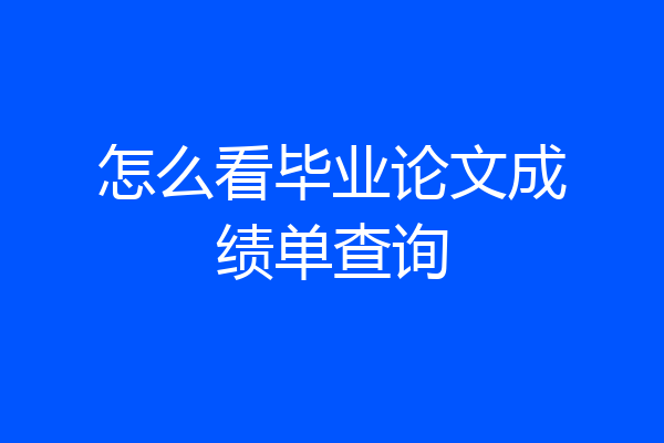 怎么看毕业论文成绩单查询