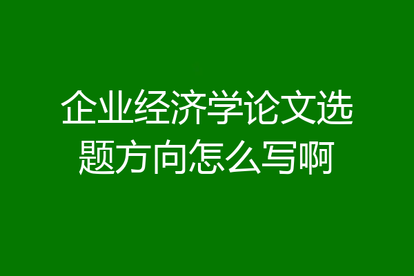 企业经济学论文选题方向怎么写啊