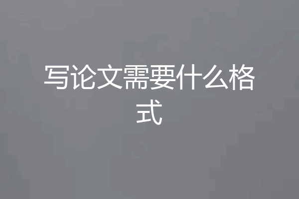 写论文需要什么格式