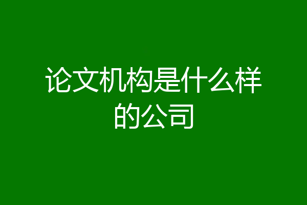 论文机构是什么样的公司