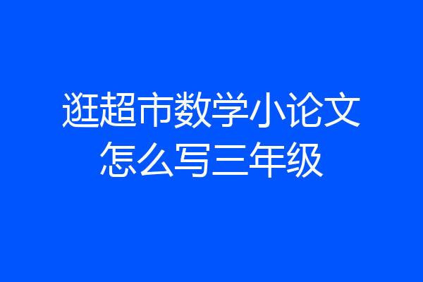 逛超市数学小论文怎么写三年级