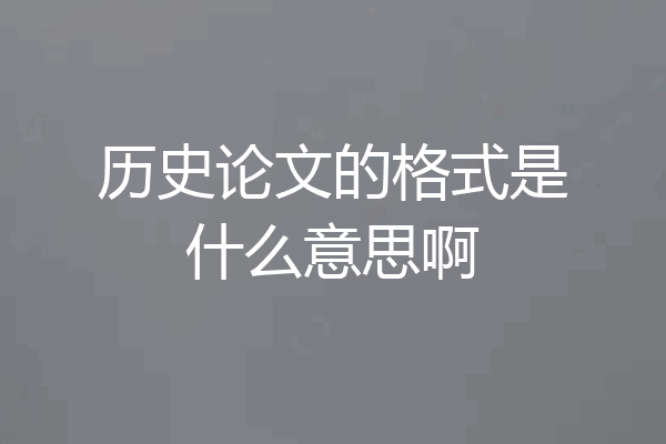 历史论文的格式是什么意思啊