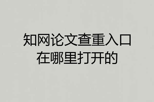 知网论文查重入口在哪里打开的