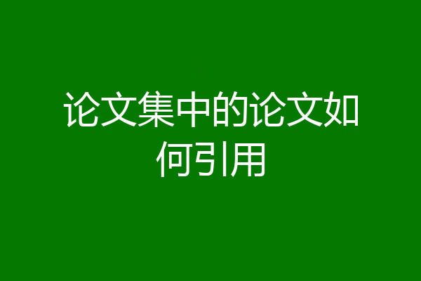 论文集中的论文如何引用