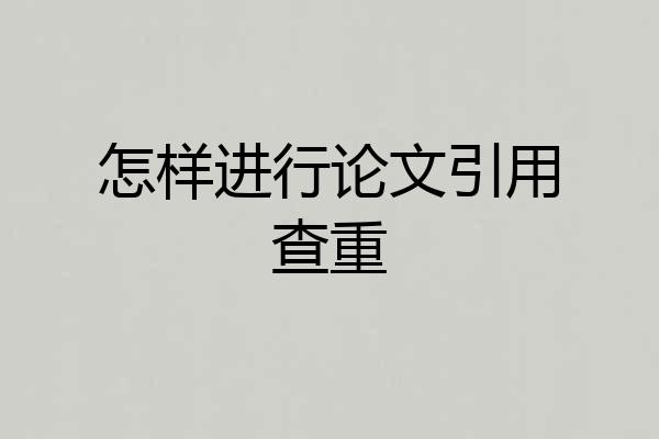 怎样进行论文引用查重