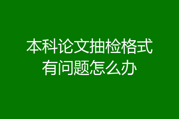 本科论文抽检格式有问题怎么办