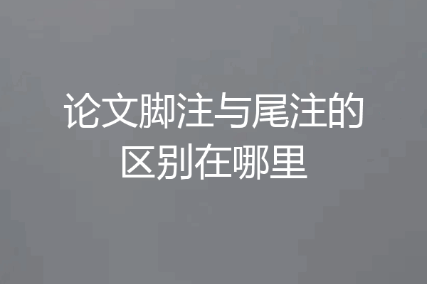 论文脚注与尾注的区别在哪里