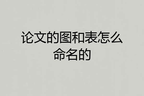 论文的图和表怎么命名的