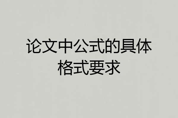 论文中公式的具体格式要求