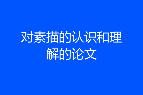 对素描的认识和理解的论文