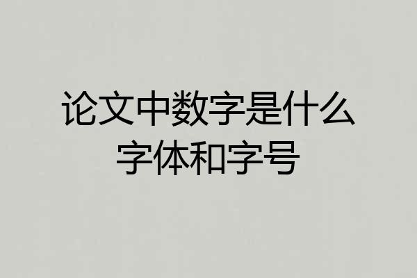 论文中数字是什么字体和字号