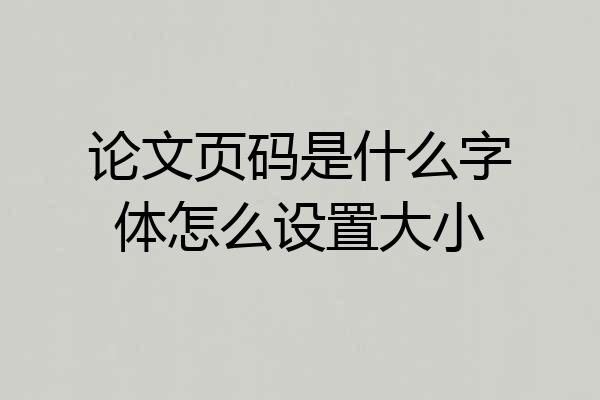 论文页码是什么字体怎么设置大小