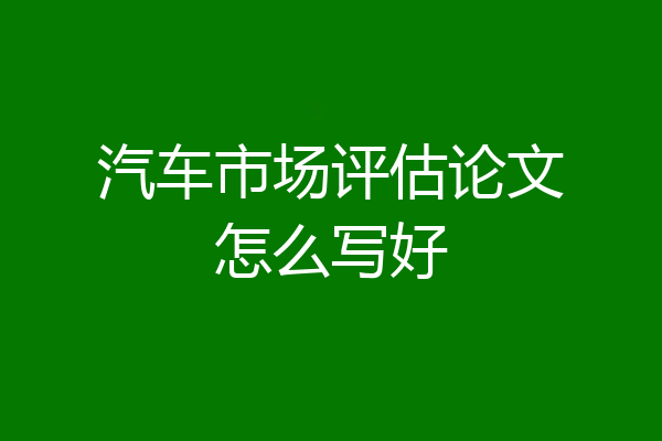 汽车市场评估论文怎么写好