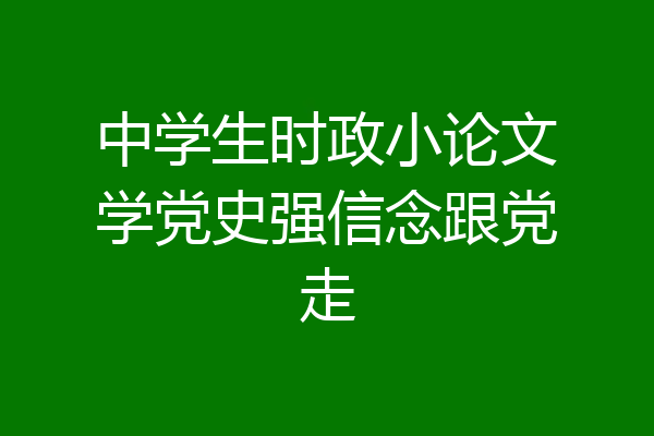 中学生时政小论文学党史强信念跟党走