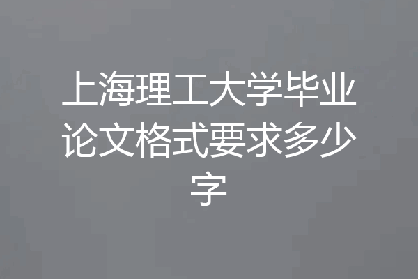 上海理工大学毕业论文格式要求多少字