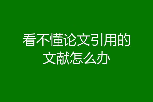 看不懂论文引用的文献怎么办