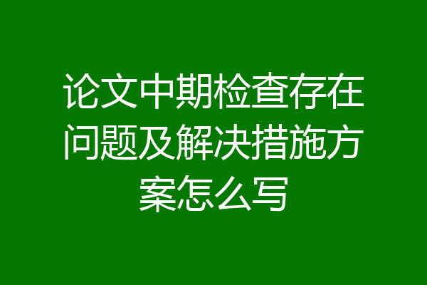 论文中期检查存在问题及解决措施方案怎么写