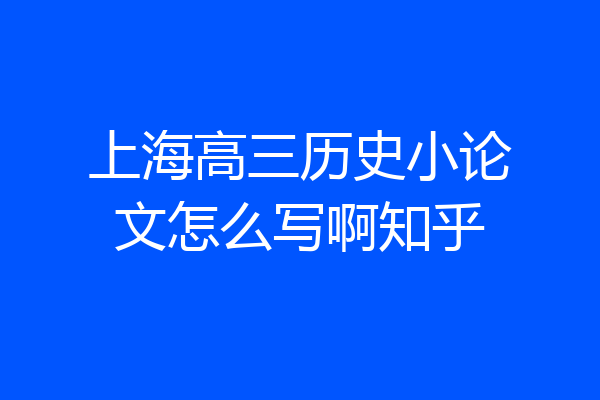 上海高三历史小论文怎么写啊知乎