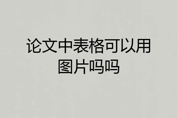 论文中表格可以用图片吗吗