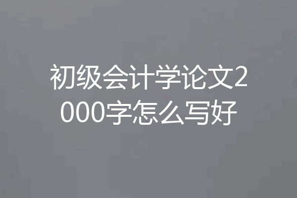 初级会计学论文2000字怎么写好