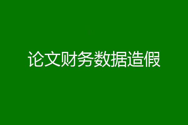 论文财务数据造假