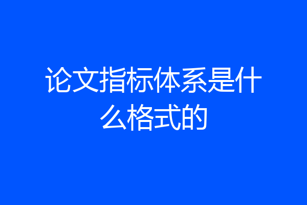 论文指标体系是什么格式的