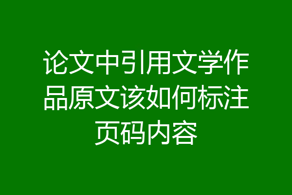 论文中引用文学作品原文该如何标注页码内容