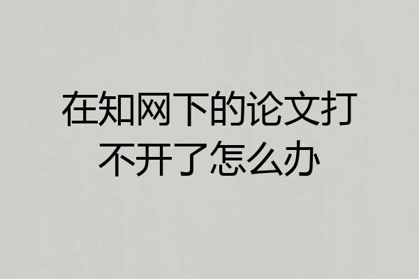 在知网下的论文打不开了怎么办