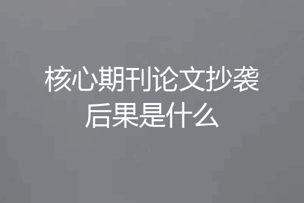 核心期刊论文抄袭后果是什么