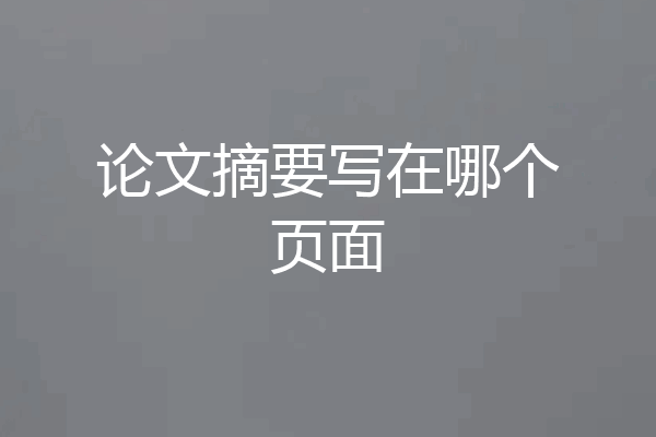 论文摘要写在哪个页面
