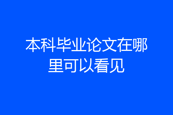 本科毕业论文在哪里可以看见